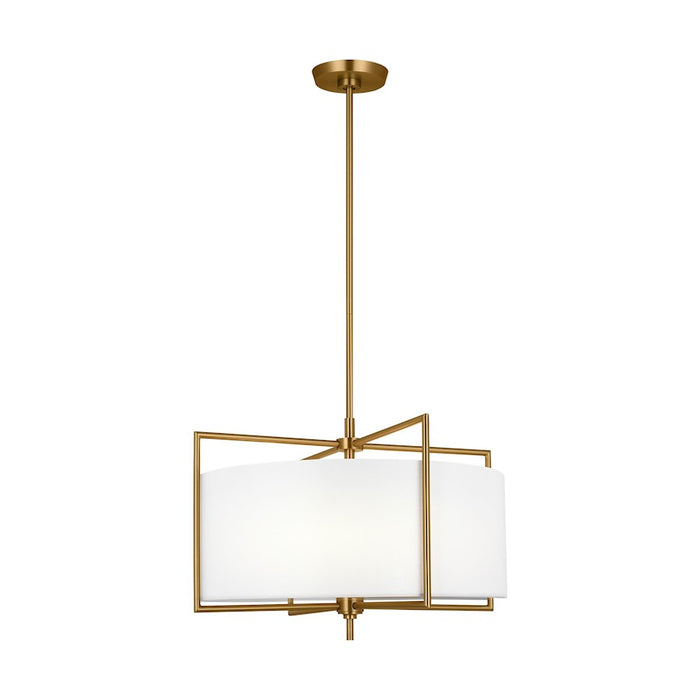 Visual Comfort Studio Perno 4 Light Hanging Shade, Brass/Silk/Blast