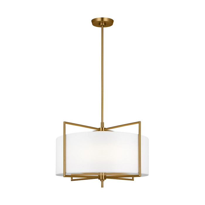 Visual Comfort Studio Perno 4 Light Hanging Shade, Brass/Silk/Blast