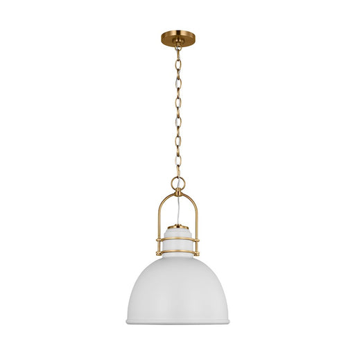 Visual Comfort Studio Upl/1-Lt XL Pendant, White/Brass - CP1411BBSMWT