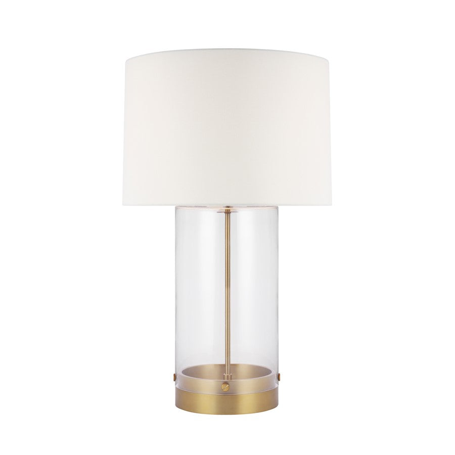 Visual Comfort Studio Garrett 1 Light Table Lamp, Brass/White Linen - CT1001BBS1