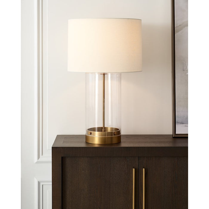 Visual Comfort Studio Garrett 1 Light Table Lamp, Brass/White Linen