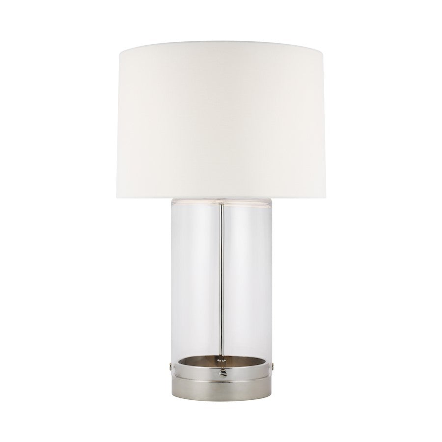 Visual Comfort Studio Garrett 1-Lt Table Lamp, PN/White Linen - CT1001PN1