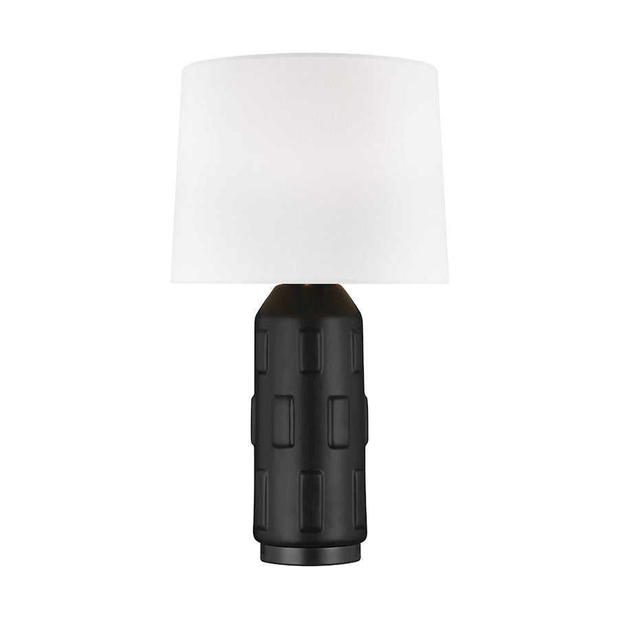 Visual Comfort Studio Morada 1-Lt Med Table Lamp, Coal/White Linen - CT1071COL1