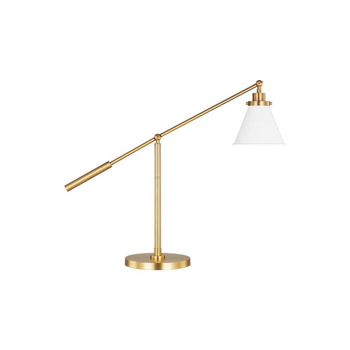 Visual Comfort Studio Wellfleet 1-Lt Cone Desk Lamp, White/Brass - CT1091MWTBBS1