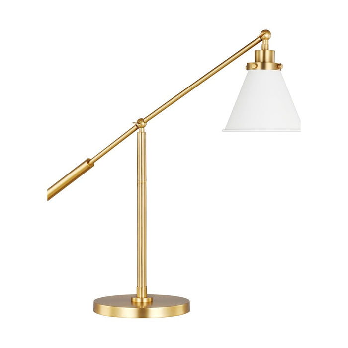 Visual Comfort Studio Wellfleet 1-Lt Cone Desk Lamp, White/Brass