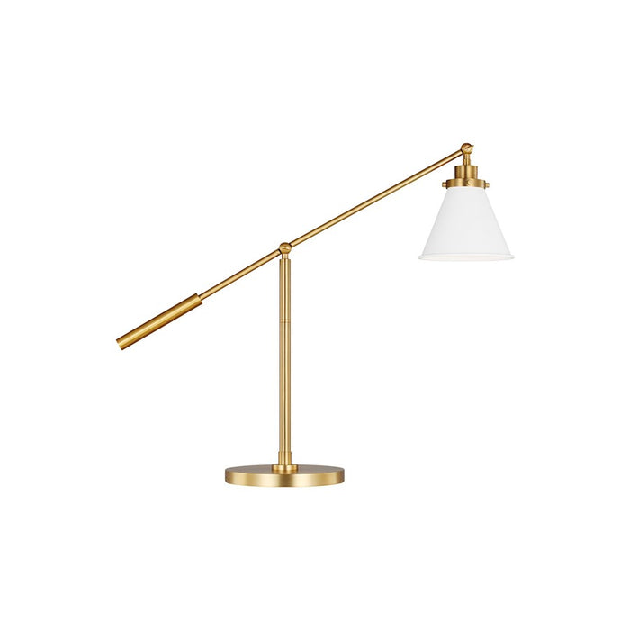 Visual Comfort Studio Wellfleet 1-Lt Cone Desk Lamp, White/Brass