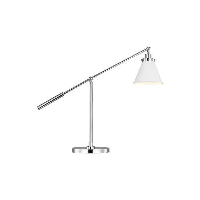 Visual Comfort Studio Wellfleet 1-Lt Cone Desk Lamp, White/Nickel