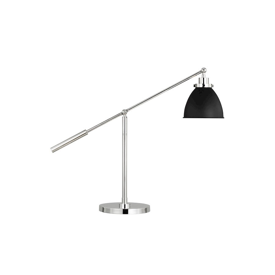 Visual Comfort Studio Wellfleet 1-Lt Dome Desk Lamp, Black/Nickel - CT1101MBKPN1