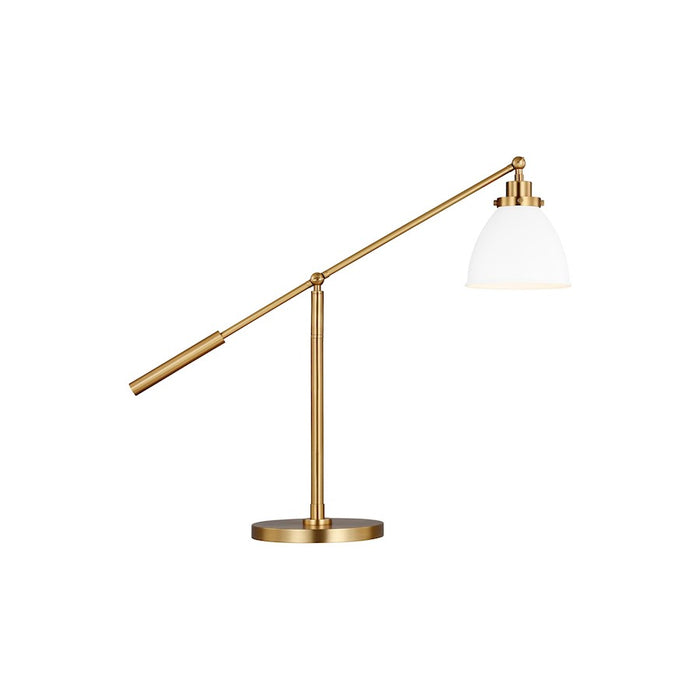 Visual Comfort Studio Wellfleet 1-Lt Dome Desk Lamp, White/Brass