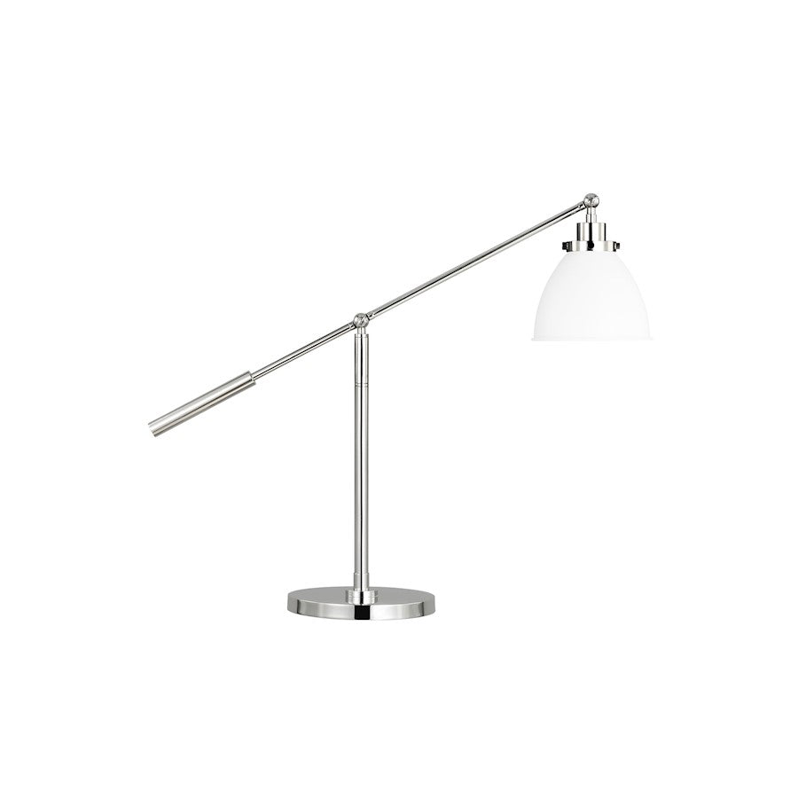 Visual Comfort Studio Wellfleet 1-Lt Dome Desk Lamp, White/Nickel - CT1101MWTPN1