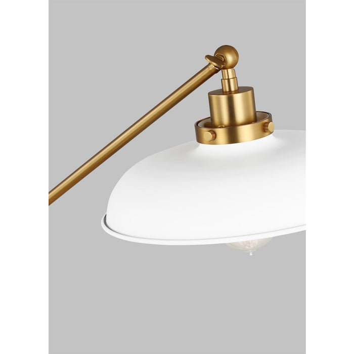 Visual Comfort Studio Wellfleet 1-Lt Wide Desk Lamp, White/Brass