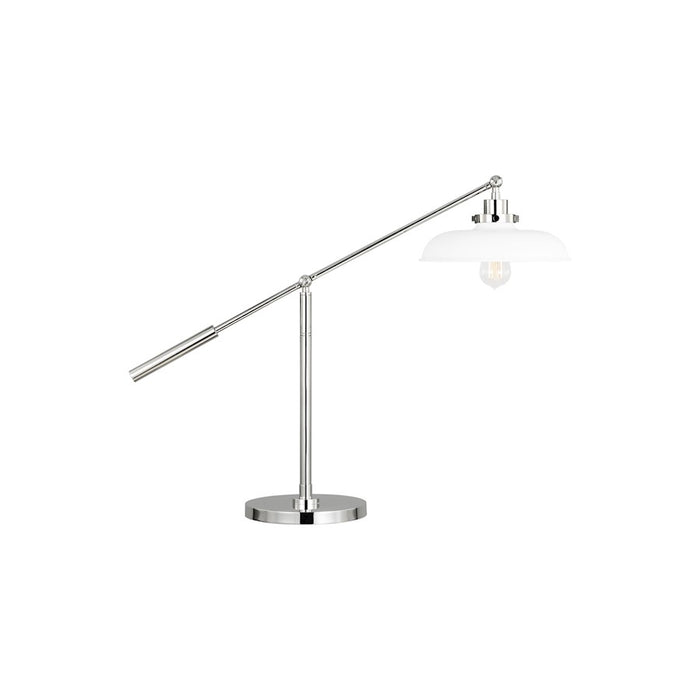 Visual Comfort Studio Wellfleet 1-Lt Wide Desk Lamp, White/Nickel - CT1111MWTPN1