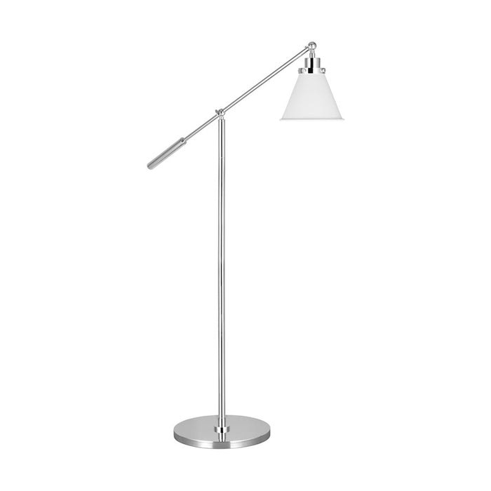 Visual Comfort Studio Wellfleet 1-Lt Cone Floor Lamp, WH/Nickel