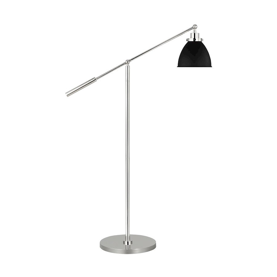 Visual Comfort Studio Wellfleet 1-Lt Dome Floor Lamp, BK/Nickel - CT1131MBKPN1