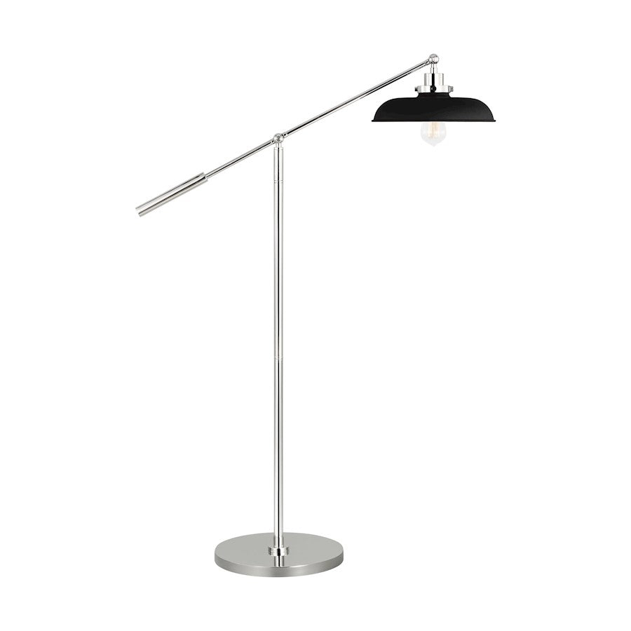 Visual Comfort Studio Wellfleet 1-Lt Wide Floor Lamp, BK/Nickel - CT1141MBKPN1