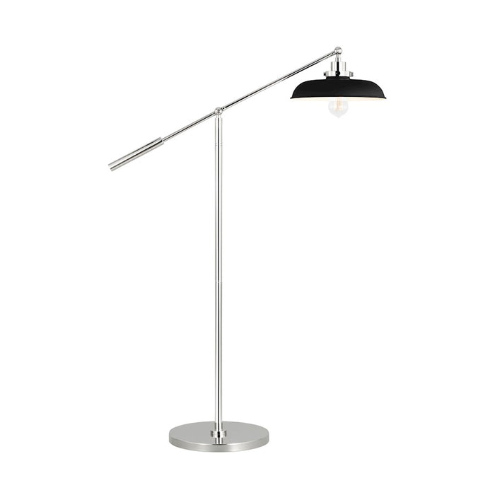 Visual Comfort Studio Wellfleet 1-Lt Wide Floor Lamp, BK/Nickel