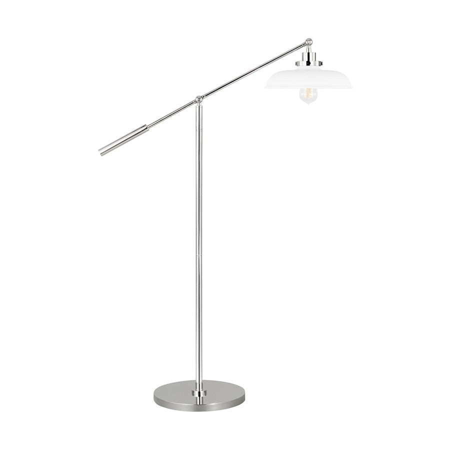 Visual Comfort Studio Wellfleet 1-Lt Wide Floor Lamp, WH/Nickel - CT1141MWTPN1