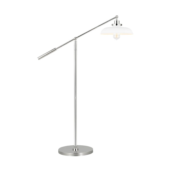 Visual Comfort Studio Wellfleet 1-Lt Wide Floor Lamp, WH/Nickel