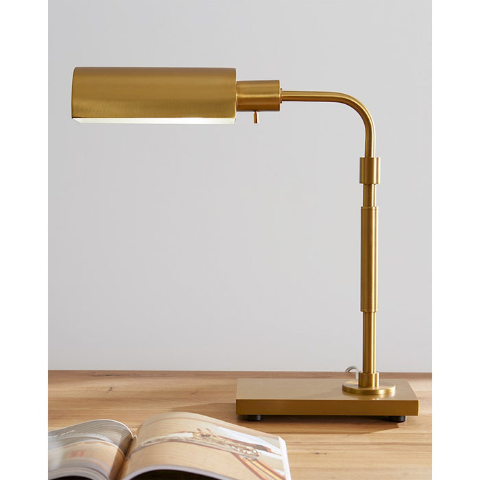 Visual Comfort Studio Kenyon 1-Lt Task Table Lamp, Burnished Brass