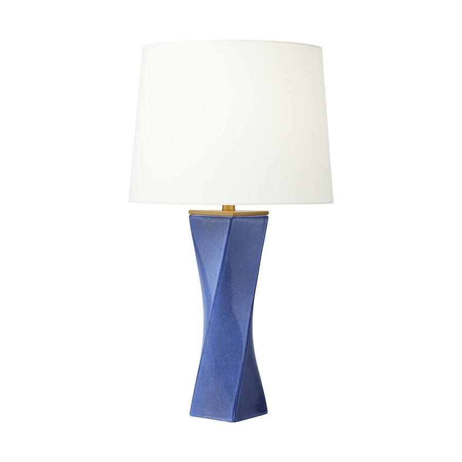 Visual Comfort Studio Lagos 1-Lt Table Lamp, Frost Blue/White Linen - CT1211FRB1