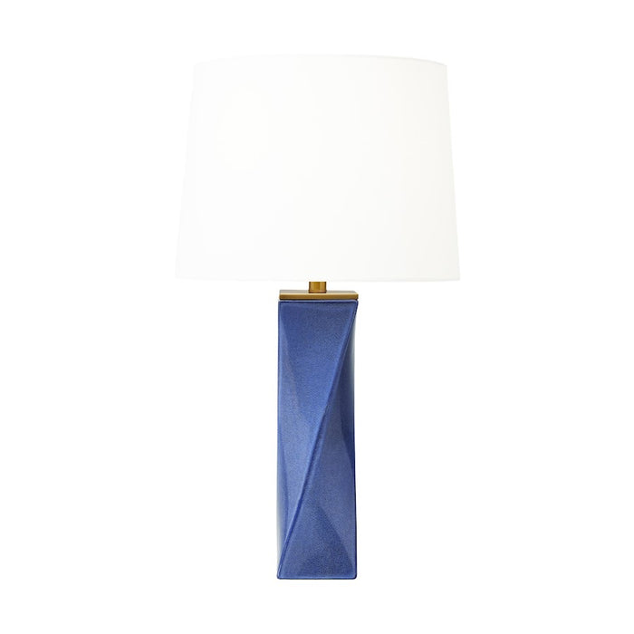 Visual Comfort Studio Lagos 1-Lt Table Lamp, Frost Blue/White Linen