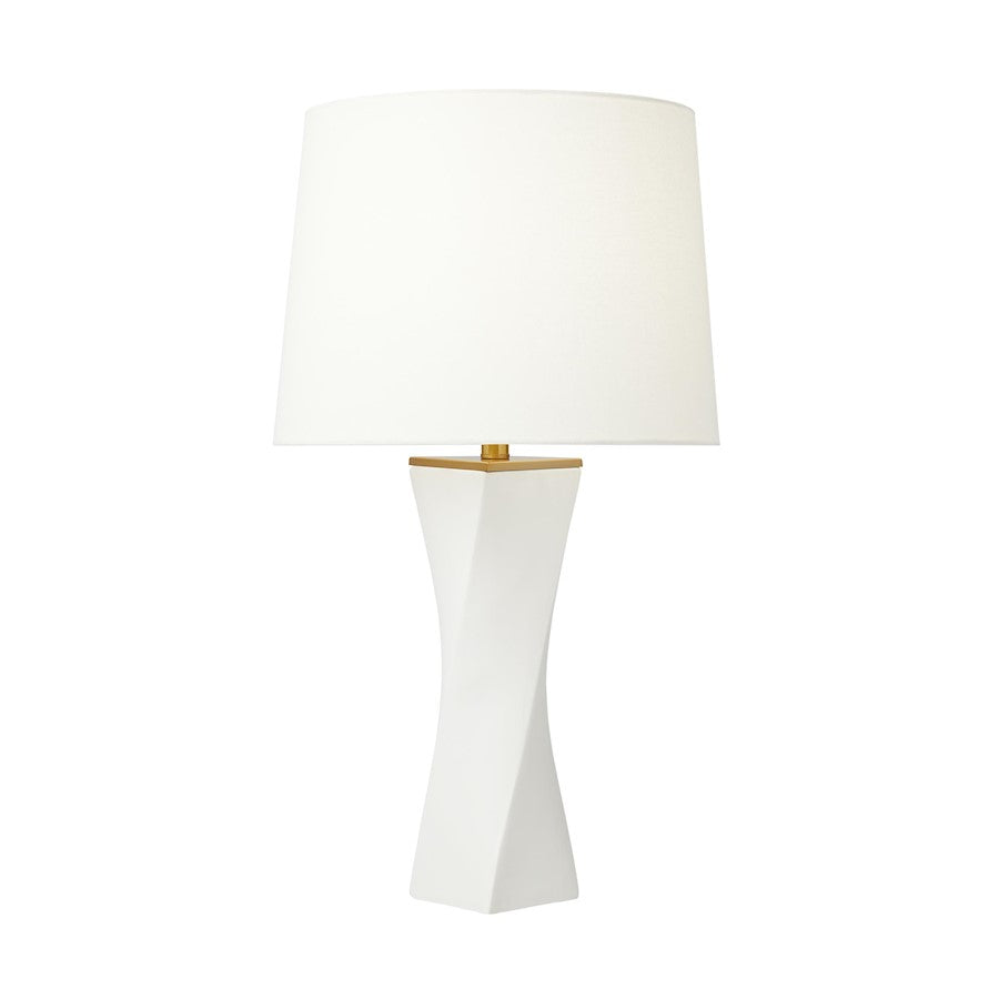 Visual Comfort Studio Lagos 1-Lt Table Lamp, WH Leather/WH Linen - CT1211WL1