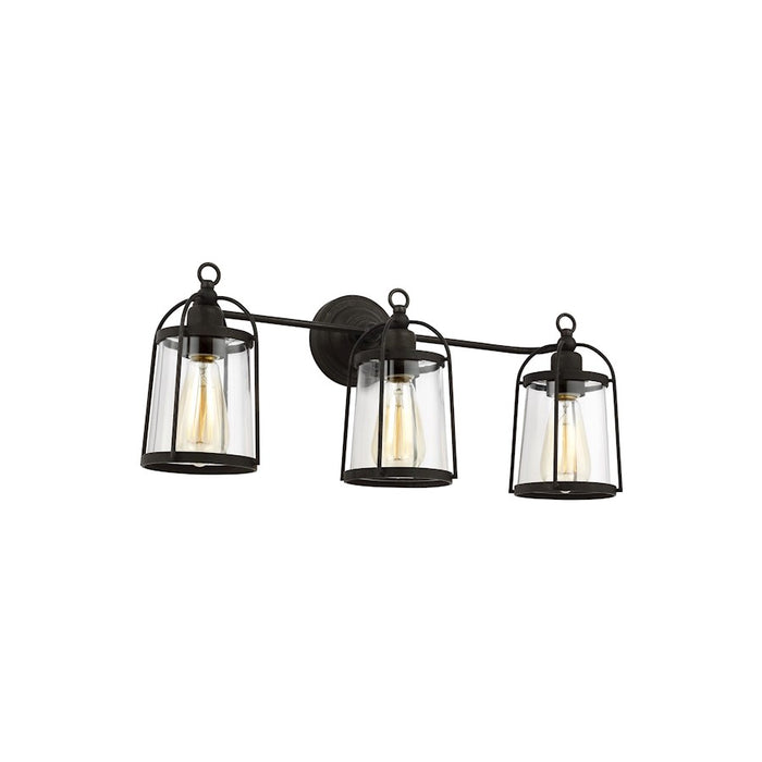 Visual Comfort Studio Stonington 3 Light Vanity, Smith Steel/Clear