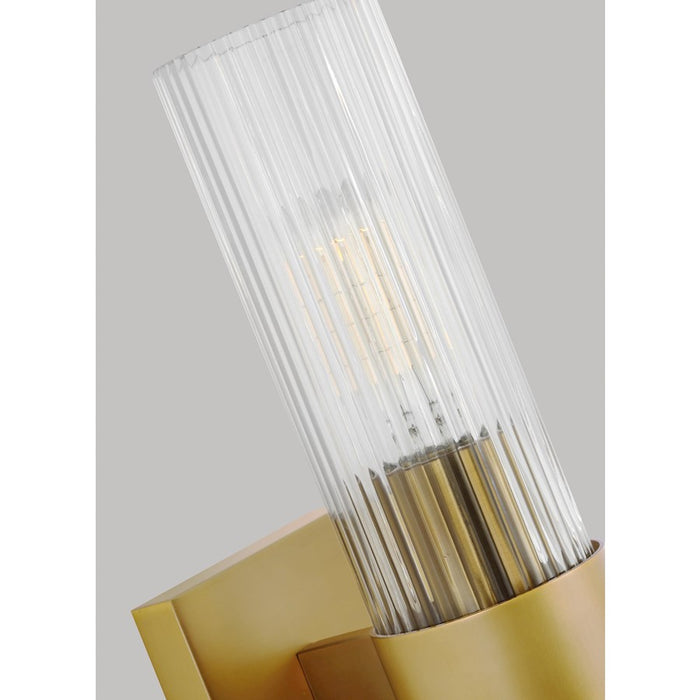 Visual Comfort Studio Geneva 1 Light Sconce, Burnished Brass/Clear