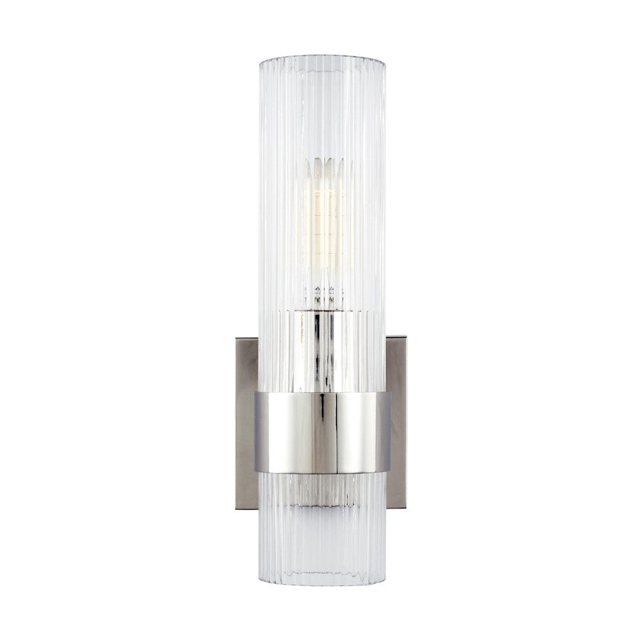 Visual Comfort Studio Geneva 1 Light Sconce, Polished Nickel/Clear - CV1021PN