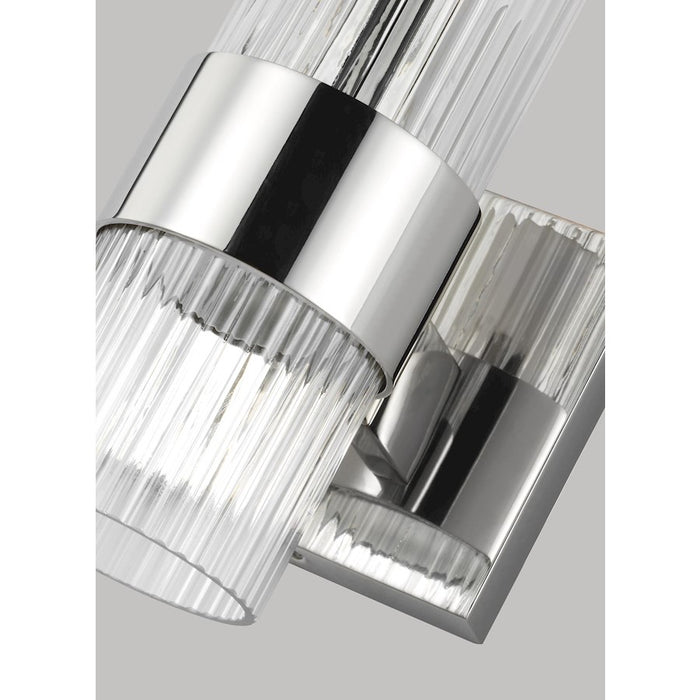 Visual Comfort Studio Geneva 1 Light Sconce, Polished Nickel/Clear