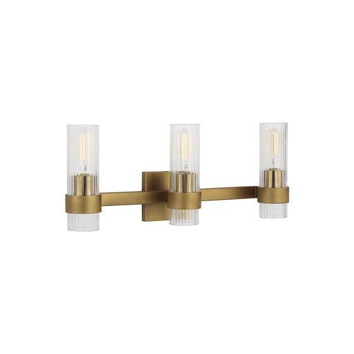 Visual Comfort Studio Geneva 3 Light Vanity, Burnished Brass/Clear