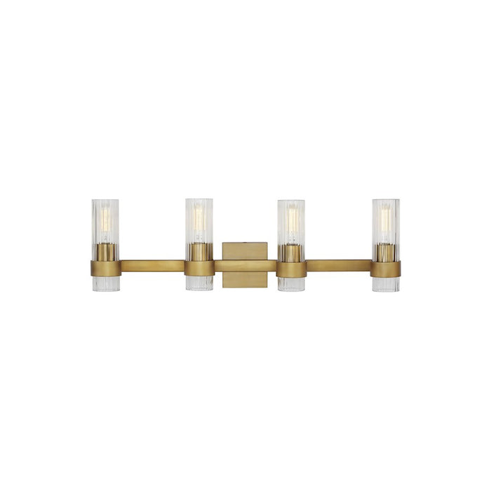 Visual Comfort Studio Geneva 4 Light Vanity, Burnished Brass/Clear - CV1024BBS