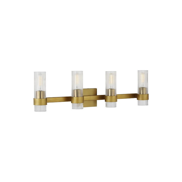 Visual Comfort Studio Geneva 4 Light Vanity, Burnished Brass/Clear