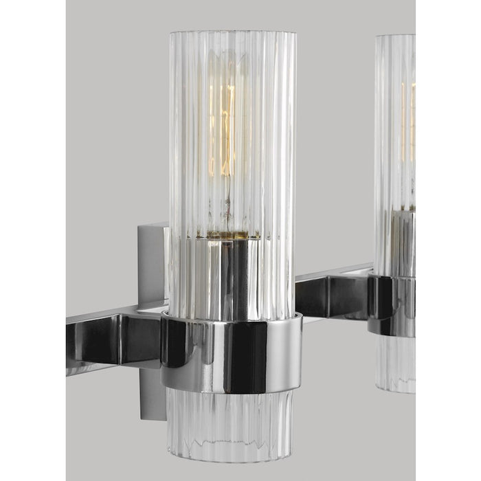 Visual Comfort Studio Geneva 4 Light Vanity, Polished Nickel/Clear