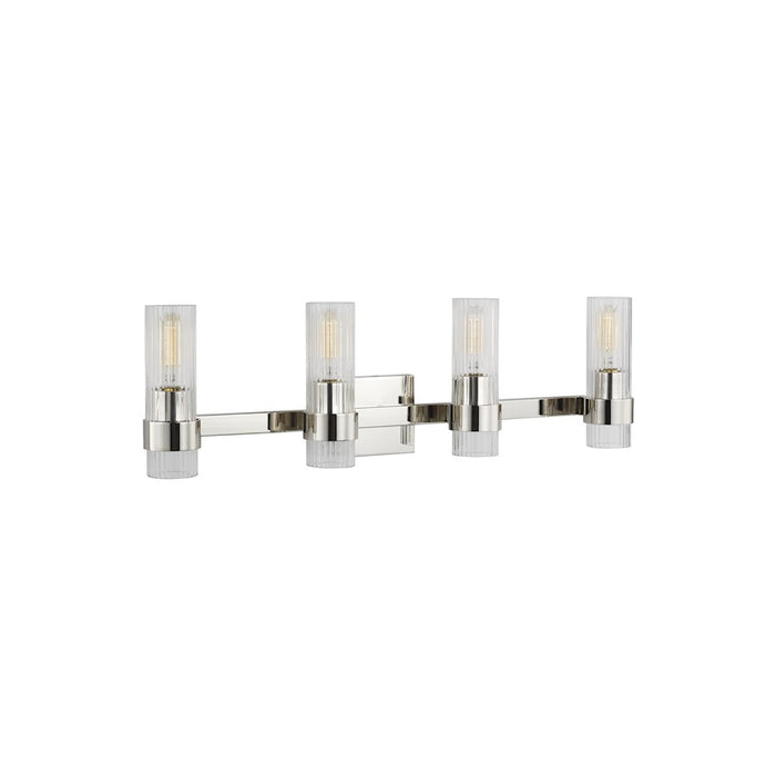 Visual Comfort Studio Geneva 4 Light Vanity, Polished Nickel/Clear