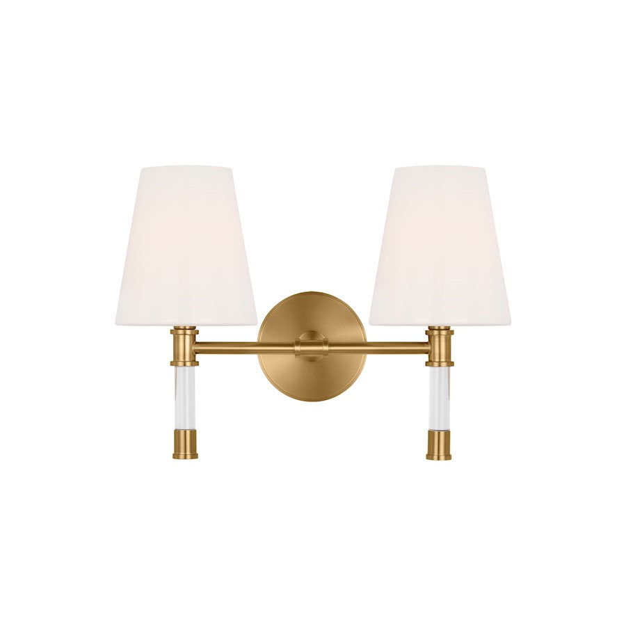 Visual Comfort Studio Hanover 2 Light Vanity, Burnished Brass/Milk - CV1052BBS