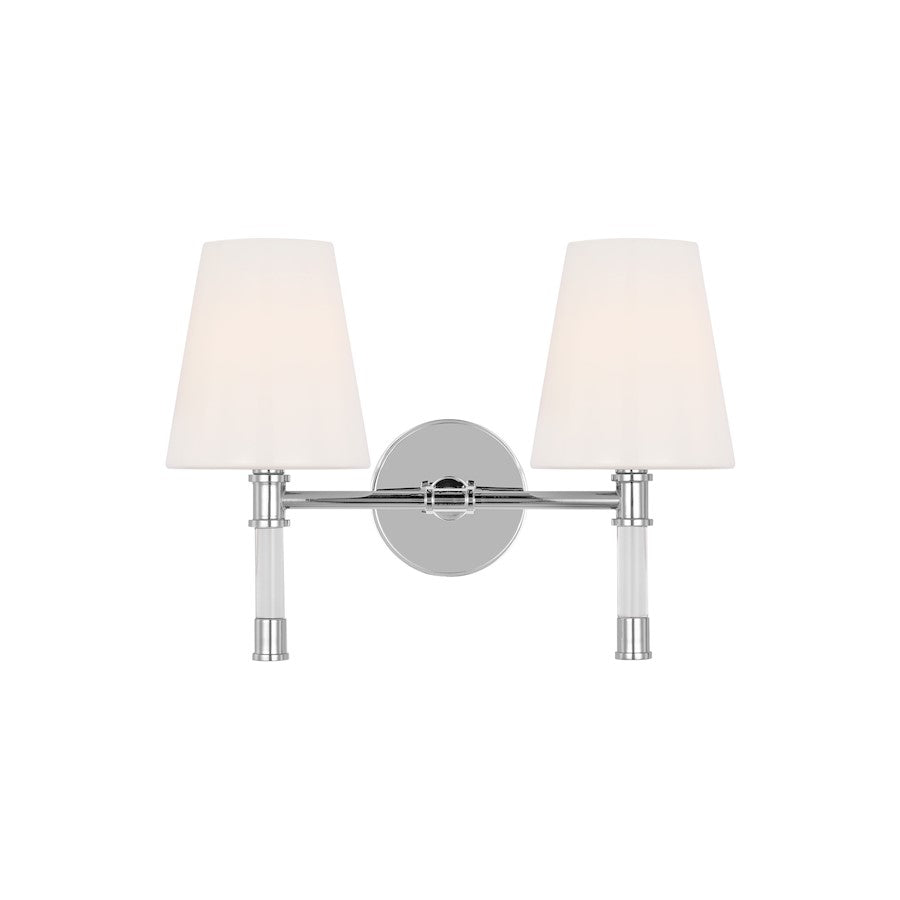 Visual Comfort Studio Hanover 2 Light Vanity, Polished Nickel/Milk - CV1052PN