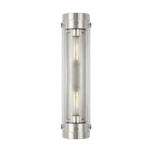 Visual Comfort Studio Garrett 2-Lt Linear Sconce, Pol Nickel/Clear - CW1002PN