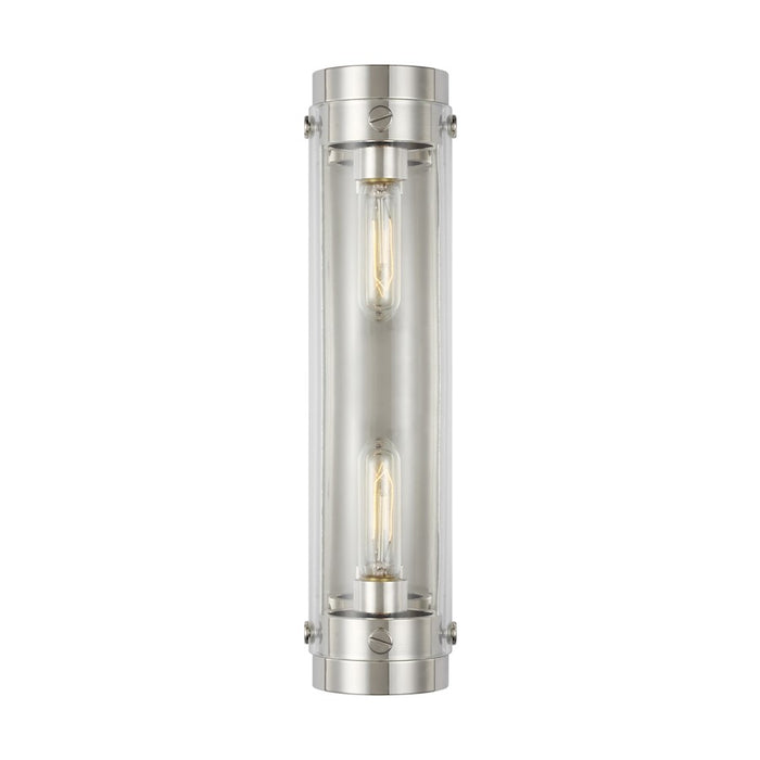 Visual Comfort Studio Garrett 2-Lt Linear Sconce, Pol Nickel/Clear - CW1002PN