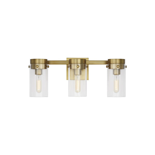 Visual Comfort Studio Garrett 3 Light Vanity, Burnished Brass/Clear - CW1003BBS