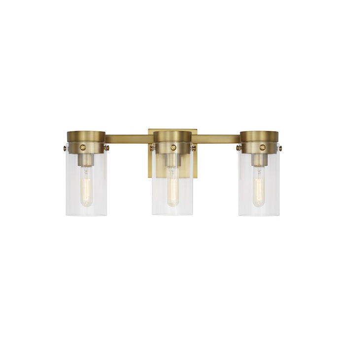 Visual Comfort Studio Garrett 3 Light Vanity, Burnished Brass/Clear - CW1003BBS