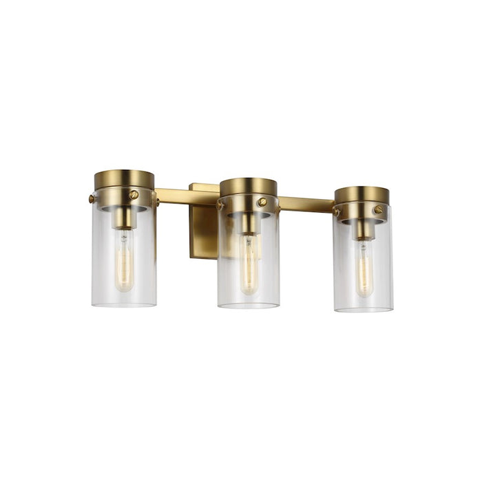 Visual Comfort Studio Garrett 3 Light Vanity, Burnished Brass/Clear