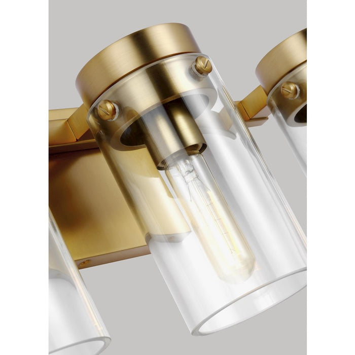 Visual Comfort Studio Garrett 3 Light Vanity, Burnished Brass/Clear