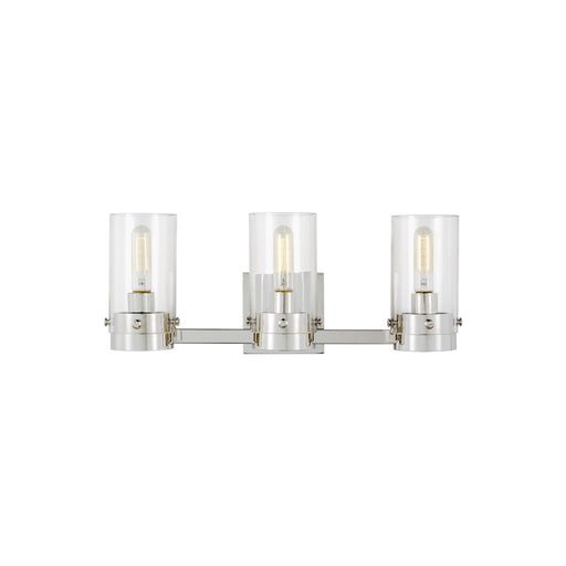 Visual Comfort Studio Garrett 3 Light Vanity, Polished Nickel/Clear - CW1003PN