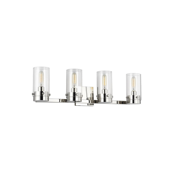 Visual Comfort Studio Garrett 4 Light Vanity, Polished Nickel/Clear