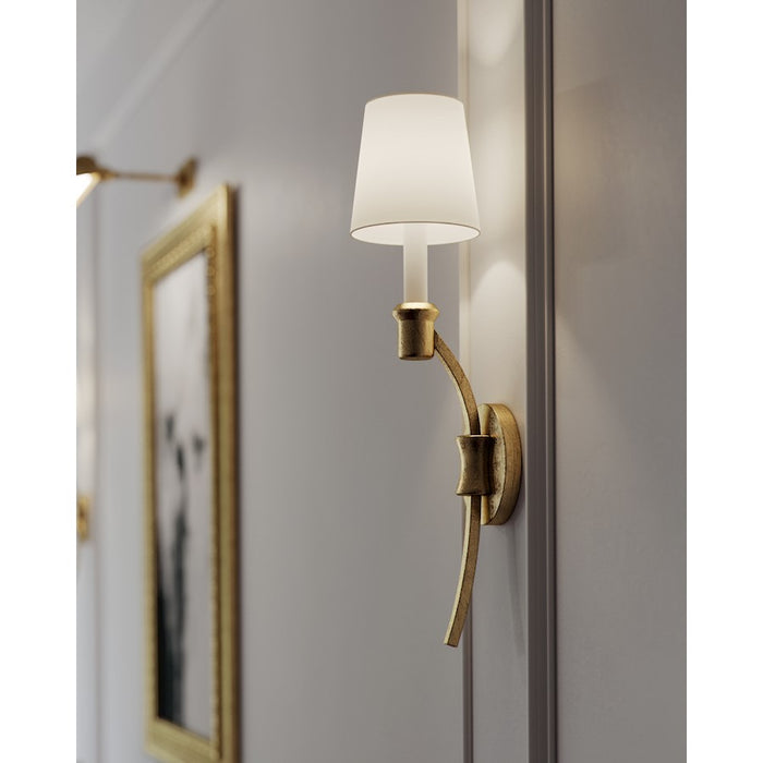 Visual Comfort Studio Westerly 1 Light Sconce, Ant Gild/White Linen