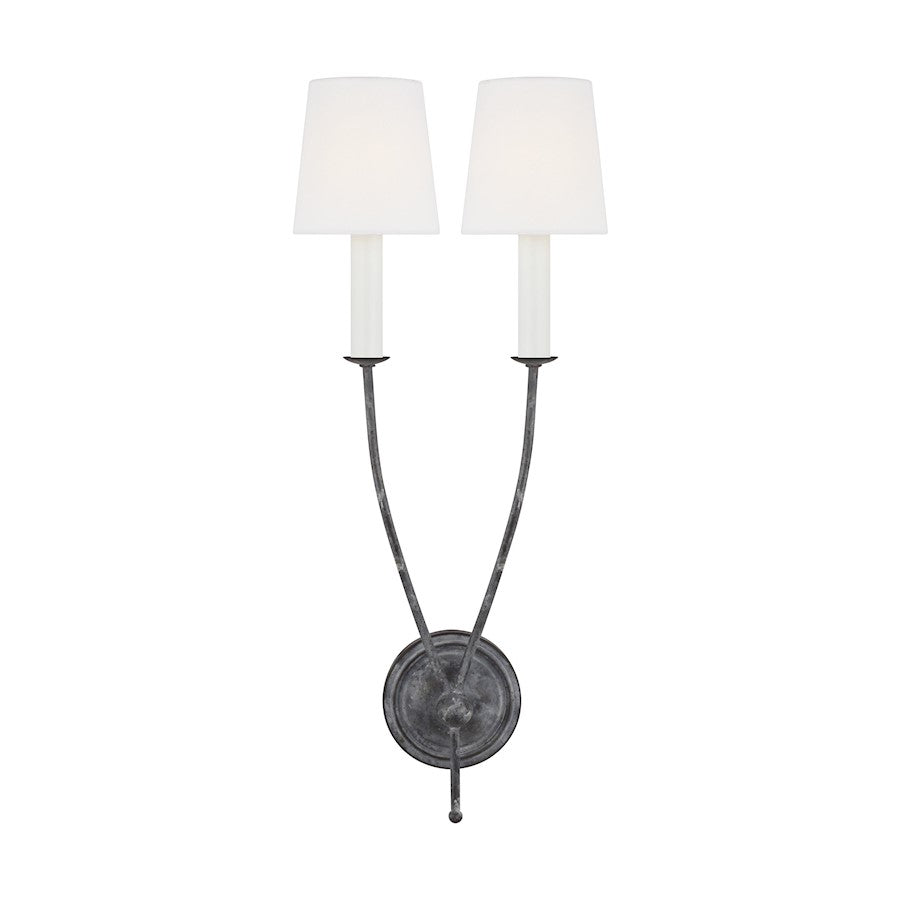 Visual Comfort Studio Richmond 2-Lt Double Sconce, Galv/White - CW1042WGV