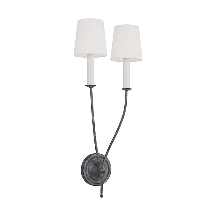 Visual Comfort Studio Richmond 2-Lt Double Sconce, Galv/White