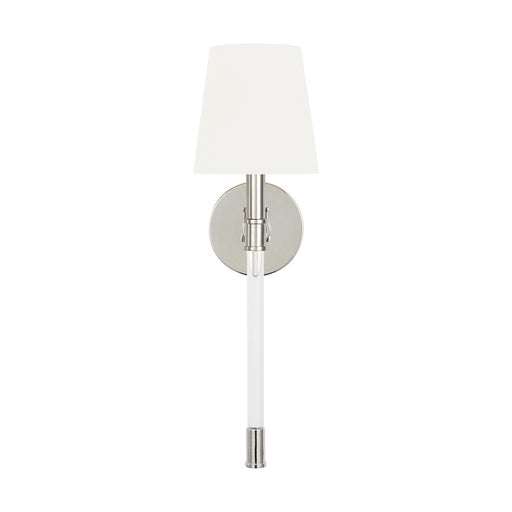 Visual Comfort Studio Hanover 1-Lt Sconce, Pol Nickel/White Linen - CW1081PN