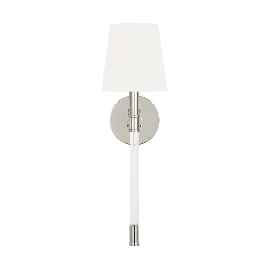 Visual Comfort Studio Hanover 1-Lt Sconce, Pol Nickel/White Linen - CW1081PN